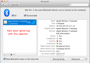 Fix Apple Magic Trackpad hold down option key to show signal strength