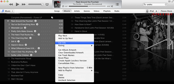select multiple tracks and get info for iTunes