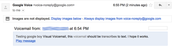 Google Voice voicemail transcription