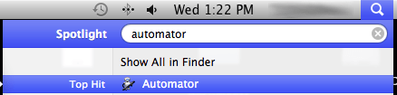 launch Automator with Spotlight