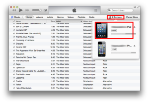 select iOS device in iTunes