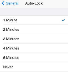 iOS 7 Auto-Lock settings