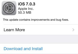 iOS 7.0.3 update