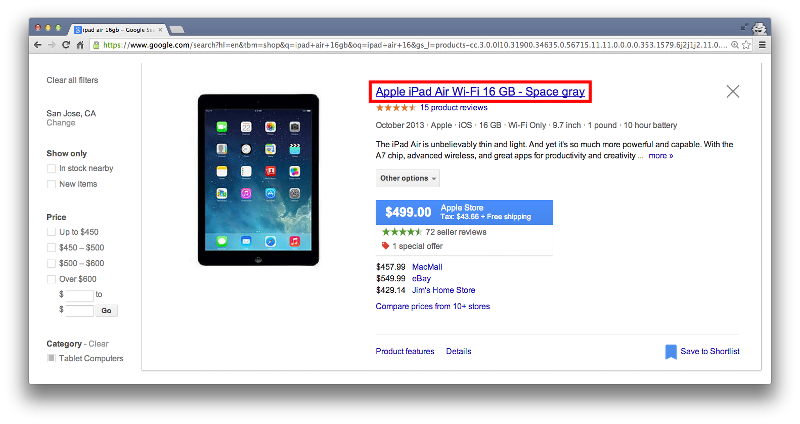buy iPad with Google Shopping