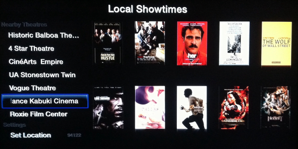 browse show times for local theaters on Apple TV Trailers