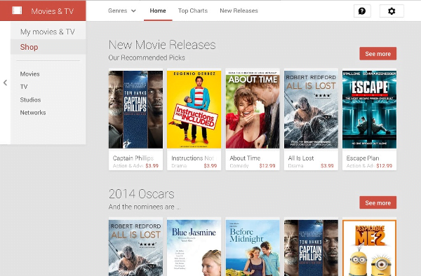 purchase movies and TV shows from the Google Play website
