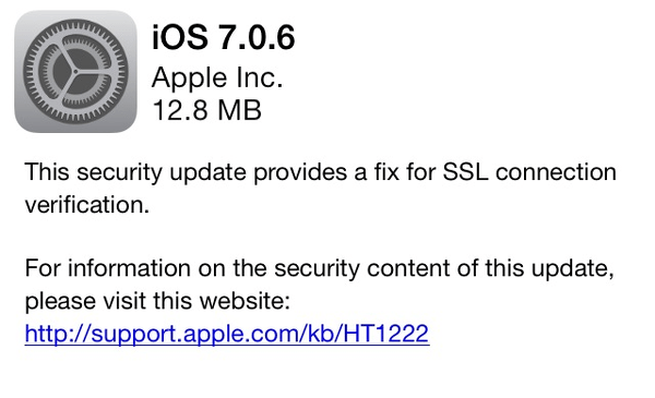 iOS 7.0.6 update screen