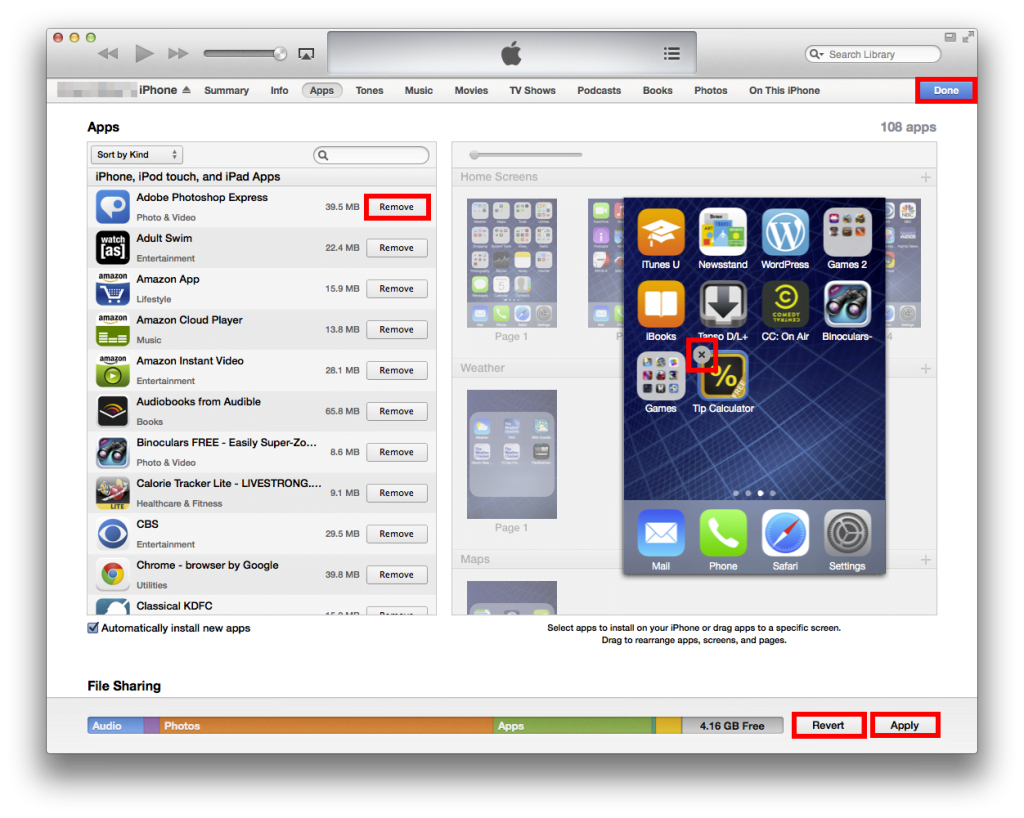 delete apps with iTunes