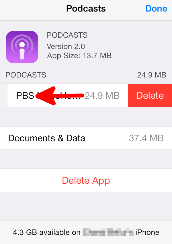 delete podcasts from iPhone