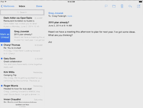 iOS 8 Mail gestures