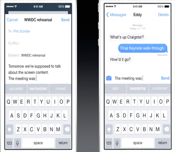 iOS 8 predictive text keyboard