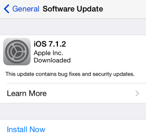iOS 7.1.2 update screen