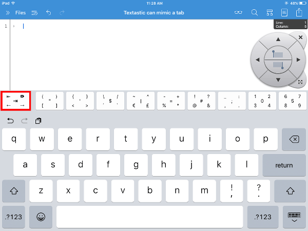 Textastic One of a Few iPad Apps Offering Tab Key