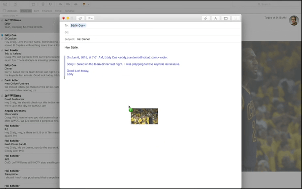 OS X 10.11 El Capitan drag image into docked email