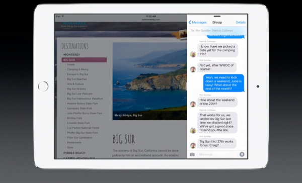 iOS 9 iPad slide over multitasking