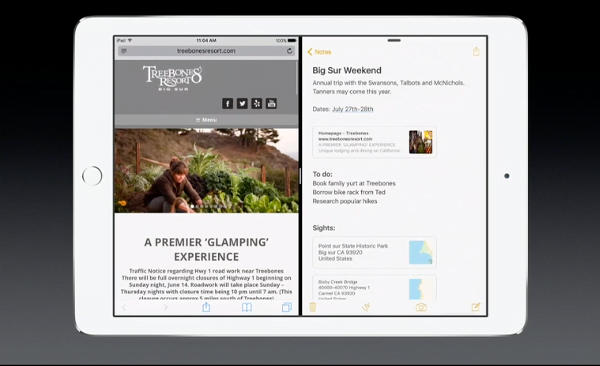 iOS 9 iPad split screen multitasking