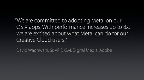 OS X 10.11 El Capitan Adobe endorses Metal