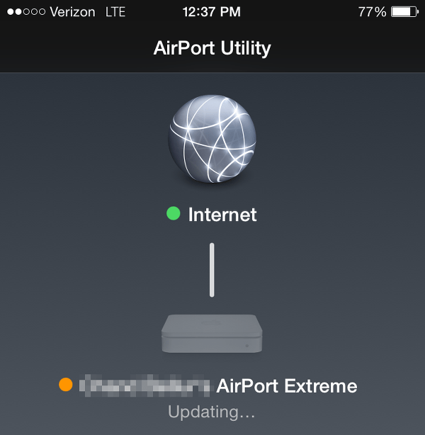 wait for your AirPort Extreme to update