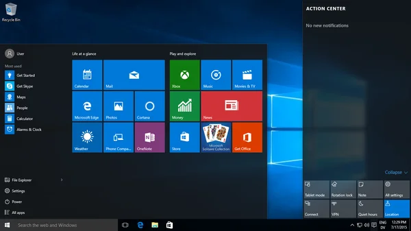 Windows 10 Desktop View