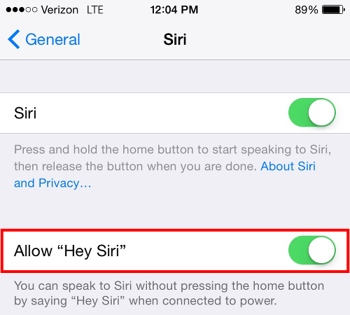 Turn on Hey Siri