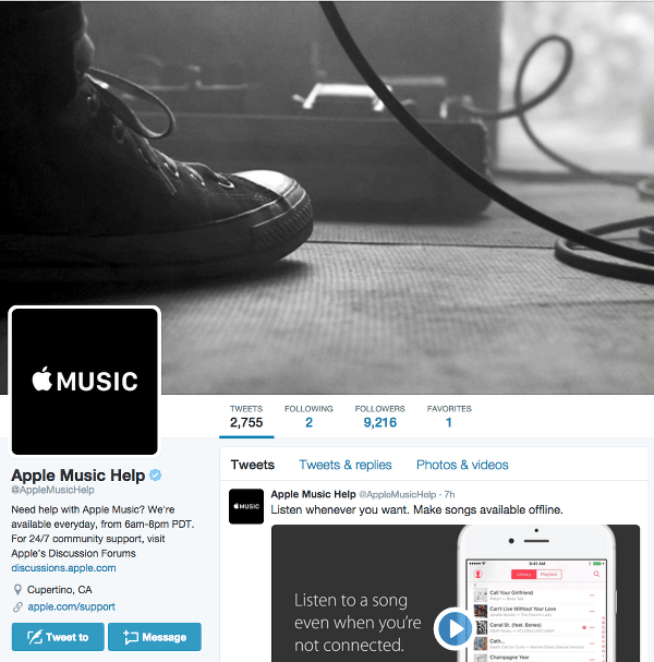Apple Music Help on Twitter
