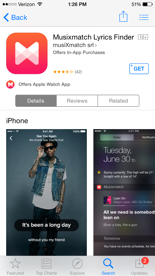 Musixmatch Lyrics Finder in App Store