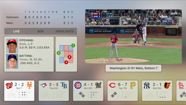 Apple TV 4 MLB Stats and Game