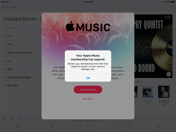 Alert When Playing Apple Music After Canceling
