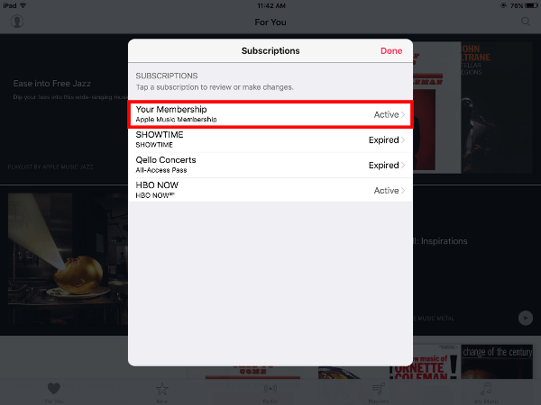 Apple Music Tap on Your Membership