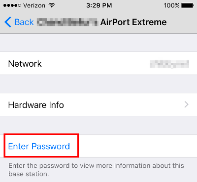 AirPort Extreme Login Screen