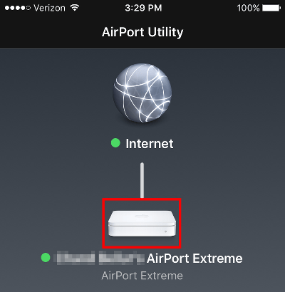 AirPort Extreme Overview Screen
