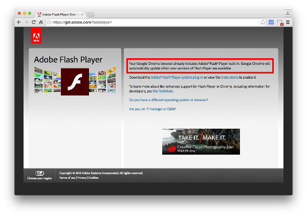 Updating Chrome Automatically Updates Adobe Flash