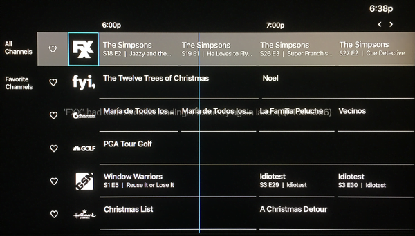 DIRECTV NOW Channel Guide