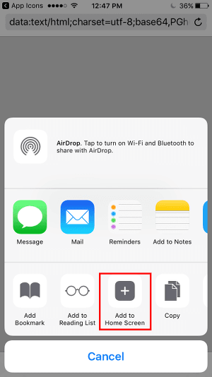 App Icons Safari Share Sheet Add to Home Screen