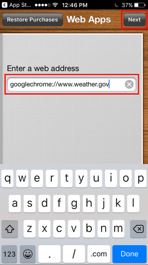 App Icons Paste URL Tap Next