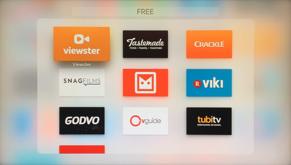 Folder View of Free TV Show and Movie Apple TV Apps