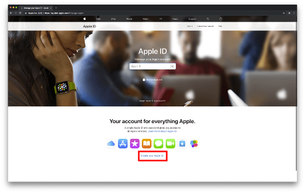 Apple ID Website Home Page