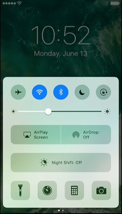 iOS 10 Redesigned Control Center on Lock Screen
