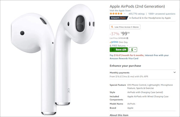Apple AirPods (2nd Generation) For Only $99.99