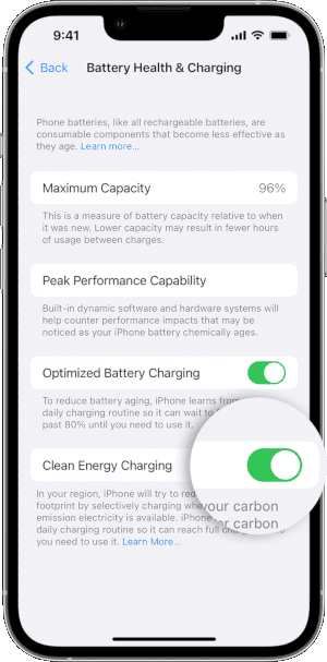 Apple Adds Clean Energy Charging to iOS 16.1 - Published October 28, 2022 at 3:21 p.m.