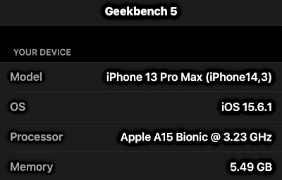 Geekbench 5 Specs for iPhone 13 Pro Max